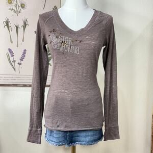 Vtg 90s Y2k Hollister Beaded Long Sleeve Top Thrashed Grunge McBling Skater S M